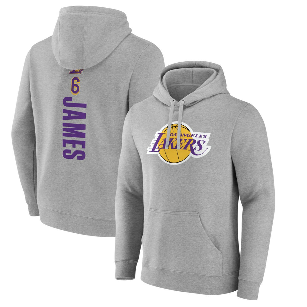 LeBron James Los Angeles Lakers Playmaker Name & Number Pullover Hoodie Heathered Gray