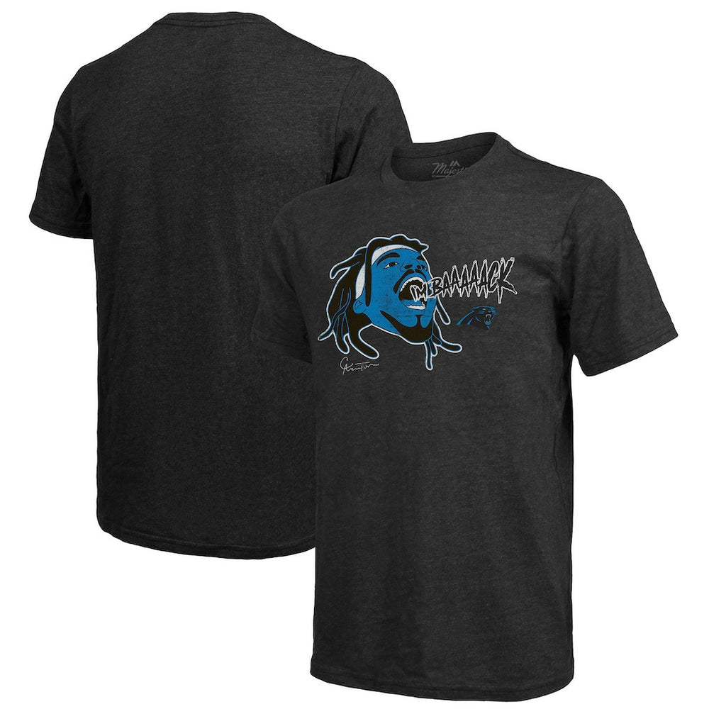 Cam Newton Carolina Panthers Majestic Threads Tri-Blend Player Graphic T-Shirt Black