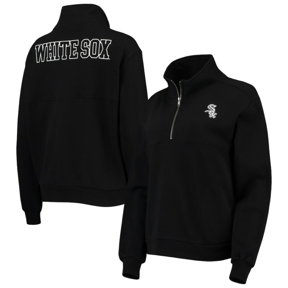 Chicago White Sox The Wild Collective Women's Two-Hit Quarter-Zip Pullover Top - Black Pullover