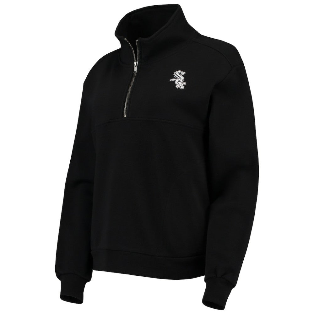 Chicago White Sox The Wild Collective Women's Two-Hit Quarter-Zip Pullover Top - Black Pullover