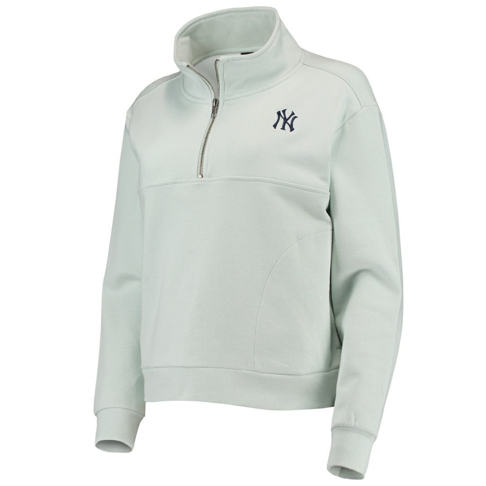 New York Yankees The Wild Collective Women's Two-Hit Quarter-Zip Pullover Top - Light Blue Pullover