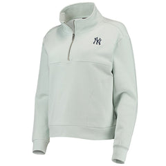 New York Yankees The Wild Collective Women's Two-Hit Quarter-Zip Pullover Top - Light Blue Pullover
