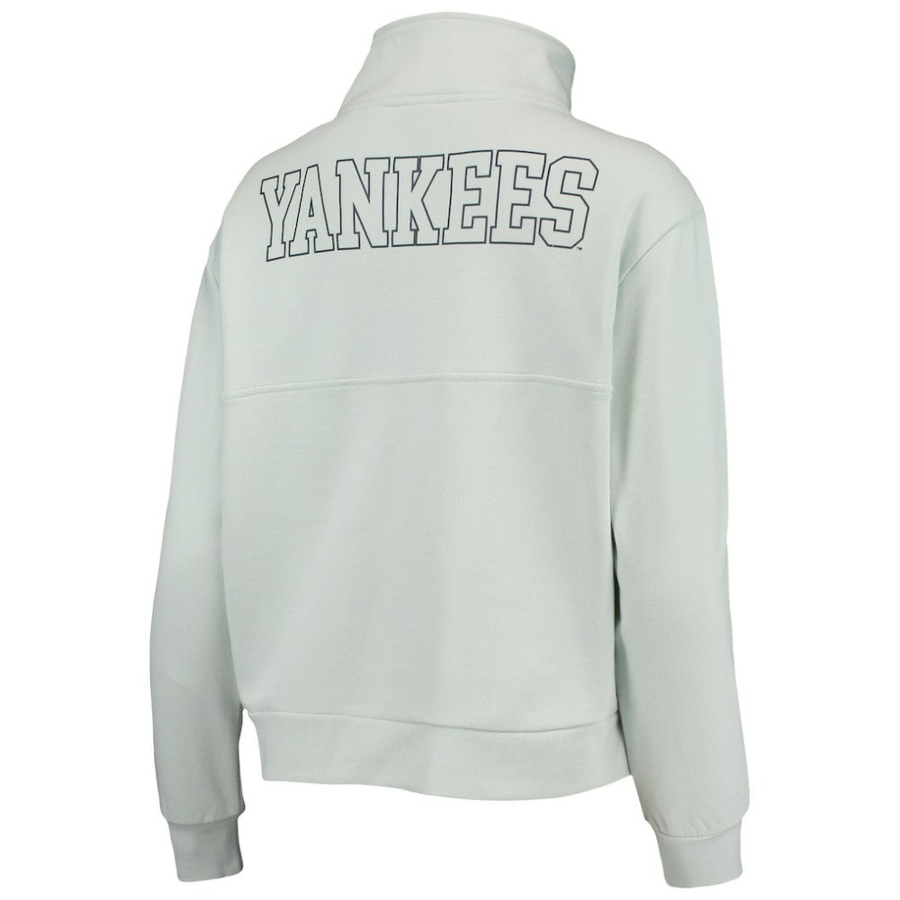 New York Yankees The Wild Collective Women's Two-Hit Quarter-Zip Pullover Top - Light Blue Pullover
