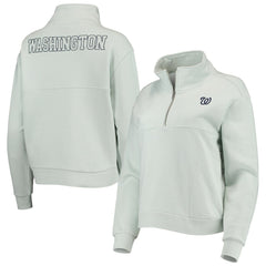 Washington Nationals The Wild Collective Women's Two-Hit Quarter-Zip Pullover Top - Light Blue Pullover