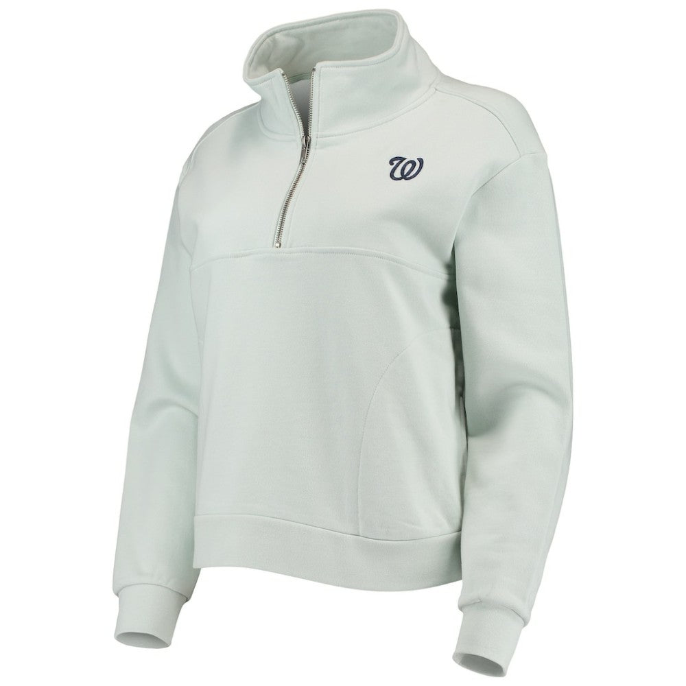 Washington Nationals The Wild Collective Women's Two-Hit Quarter-Zip Pullover Top - Light Blue Pullover