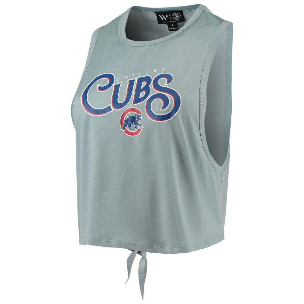 Chicago Cubs The Wild Collective Women's Open Back Twist-Tie Tank Top - Light Blue Tanks