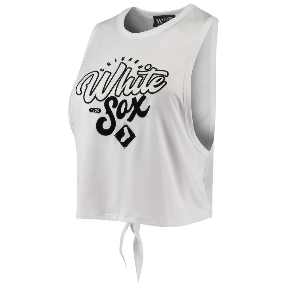 Chicago White Sox The Wild Collective Women's Open Back Twist-Tie Tank Top - White Tanks