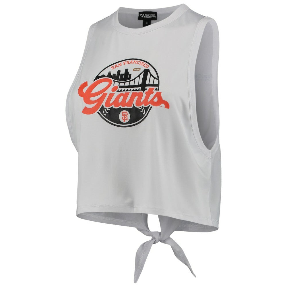San Francisco Giants The Wild Collective Women's Open Back Twist-Tie Tank Top - White Tanks
