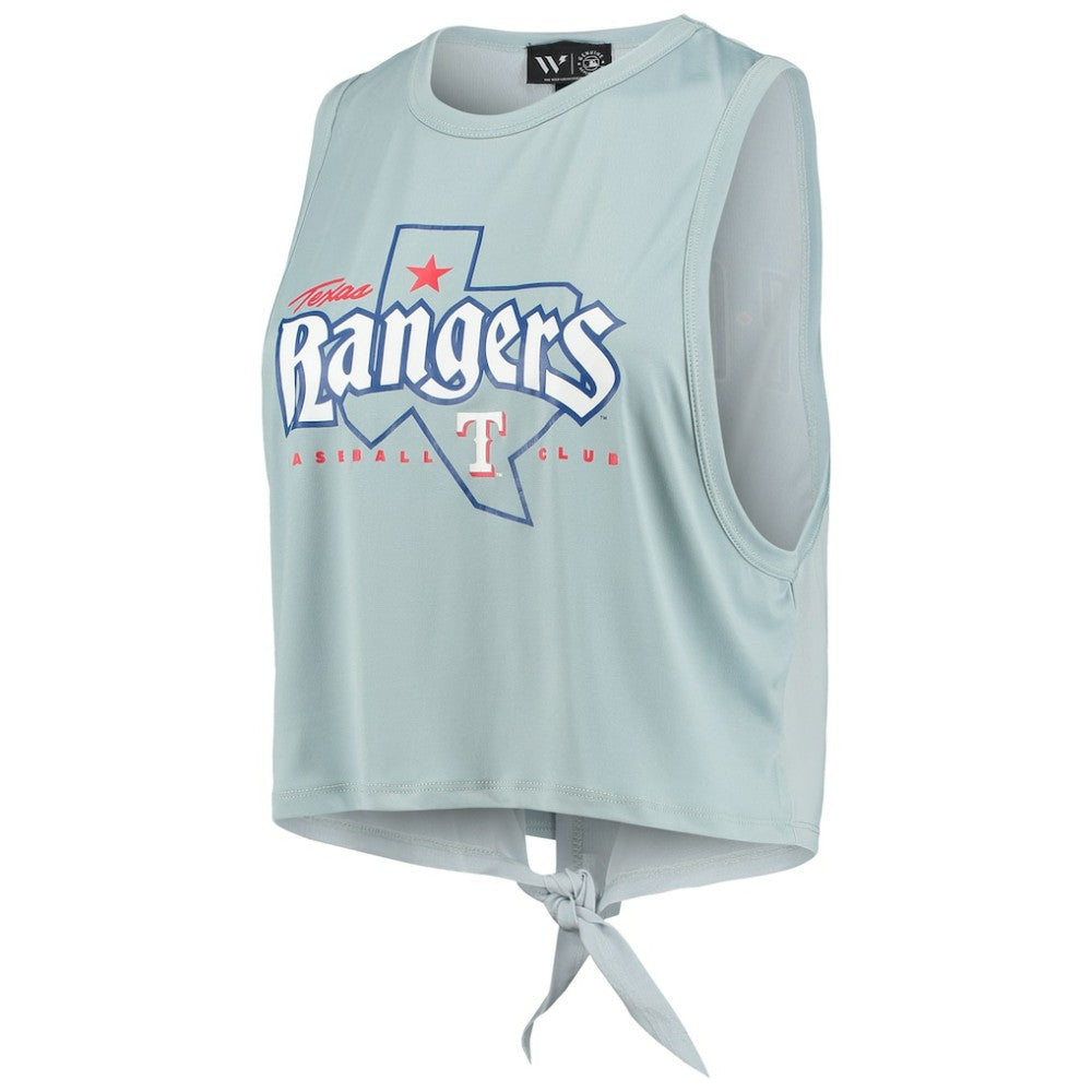 Texas Rangers The Wild Collective Women's Open Back Twist-Tie Tank Top - Light Blue Tanks
