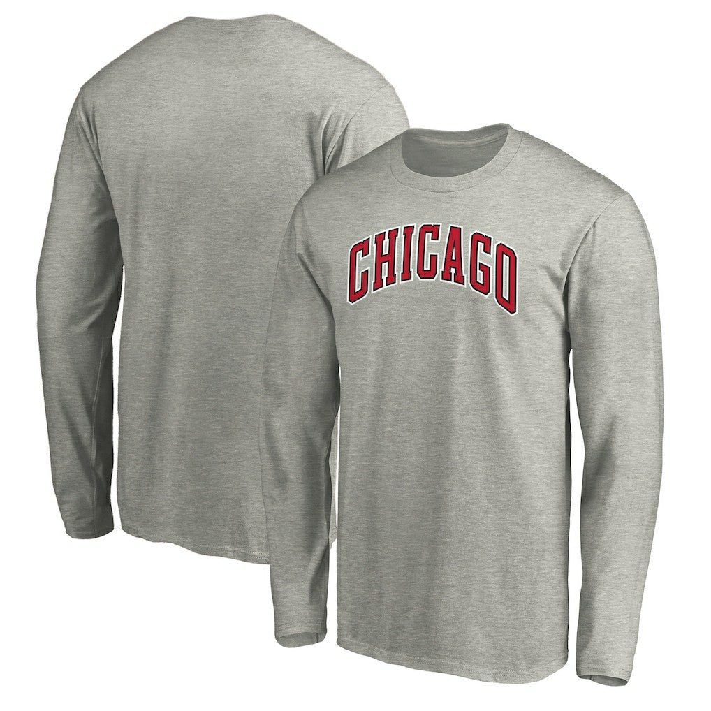 Chicago Bulls Alternate Team Logo Long Sleeve T-Shirt Heathered Gray