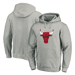 Chicago Bulls Primary Mascot Logo Pullover Hoodie Heathered Gray