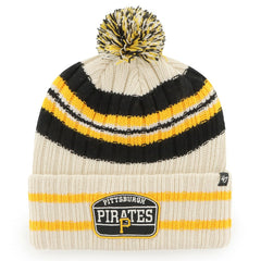 Pittsburgh Pirates '47 Home Patch Cuffed Knit Hat with Pom - Natural Hats
