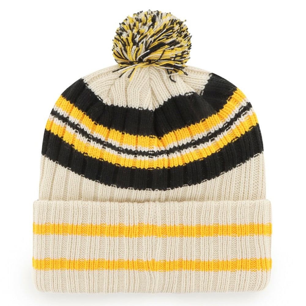Pittsburgh Pirates '47 Home Patch Cuffed Knit Hat with Pom - Natural Hats