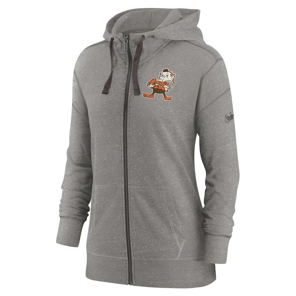Cleveland Browns Women's Gym Vintage Full-Zip Hoodie Heather Charcoal