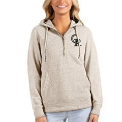 Colorado Rockies Antigua Women's Action Half-Zip Pullover Hoodie - Oatmeal Hoodies
