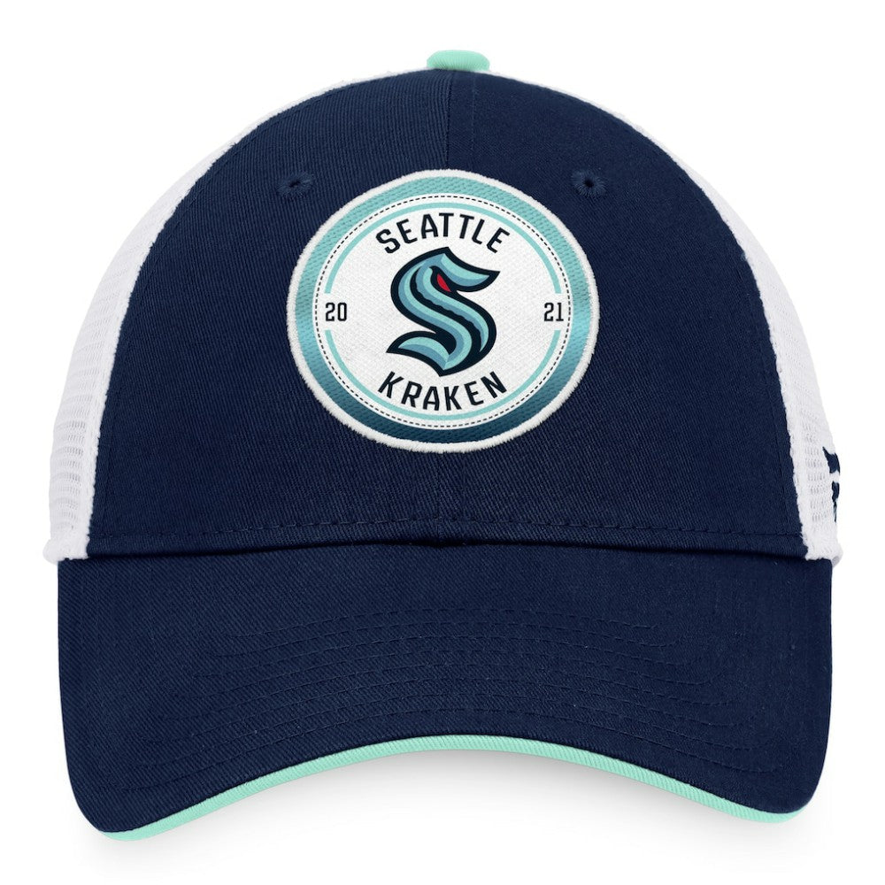 NHL Seattle Kraken Fanatics Iconic Gradient Trucker Snapback Hat - Deep Sea Blue/White