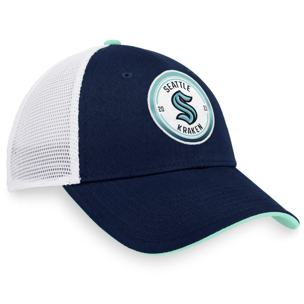 NHL Seattle Kraken Fanatics Iconic Gradient Trucker Snapback Hat - Deep Sea Blue/White