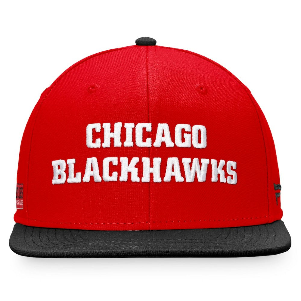 NHL Chicago Blackhawks Fanatics Iconic Color Blocked Snapback Hat - Red/Black