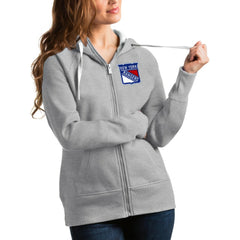 NHL New York Rangers Antigua Women's Victory Full-Zip Hoodie - Heathered Gray