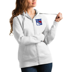 NHL New York Rangers Antigua Women's Victory Full-Zip Hoodie - White