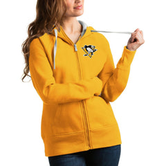 NHL Pittsburgh Penguins Antigua Women's Victory Full-Zip Hoodie - Gold