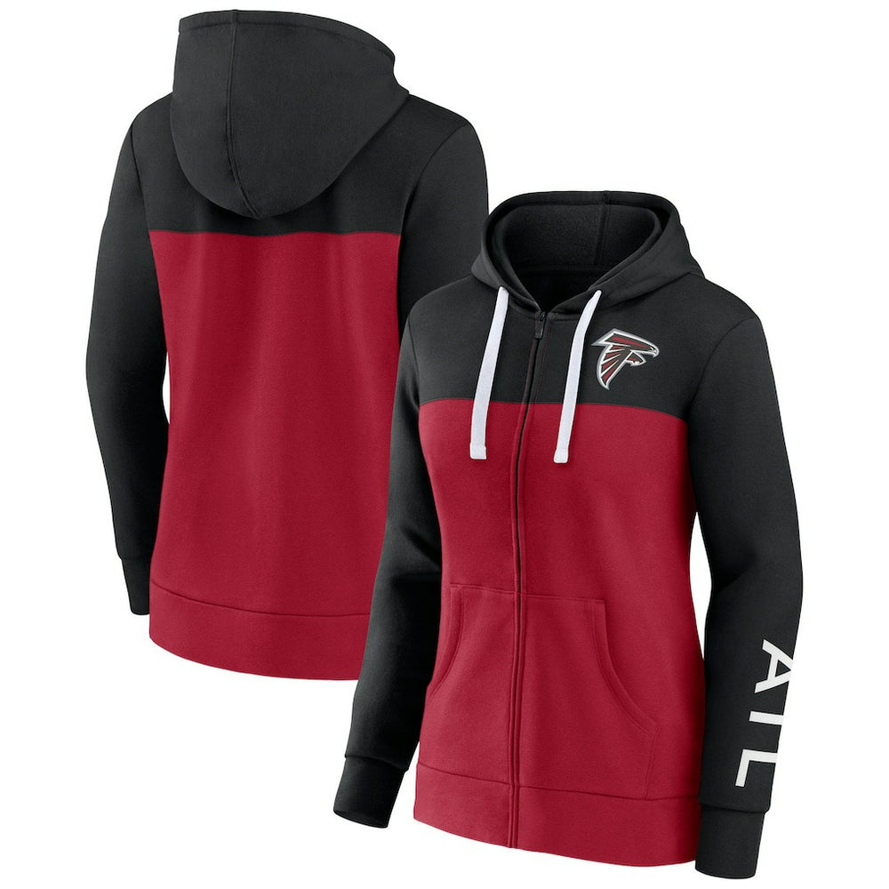 Atlanta Falcons Women's Take The Field Color Block Full-Zip Hoodie Black/Red