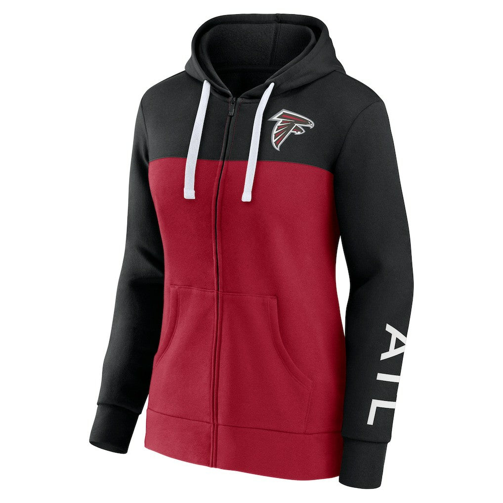 Atlanta Falcons Women's Take The Field Color Block Full-Zip Hoodie Black/Red