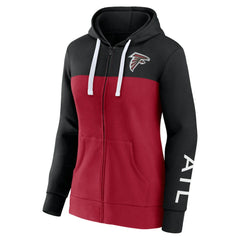Atlanta Falcons Women's Take The Field Color Block Full-Zip Hoodie Black/Red