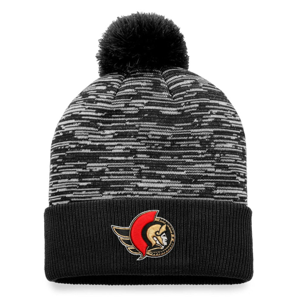 NHL Ottawa Senators Fanatics Defender Cuffed Knit Hat with Pom - Black
