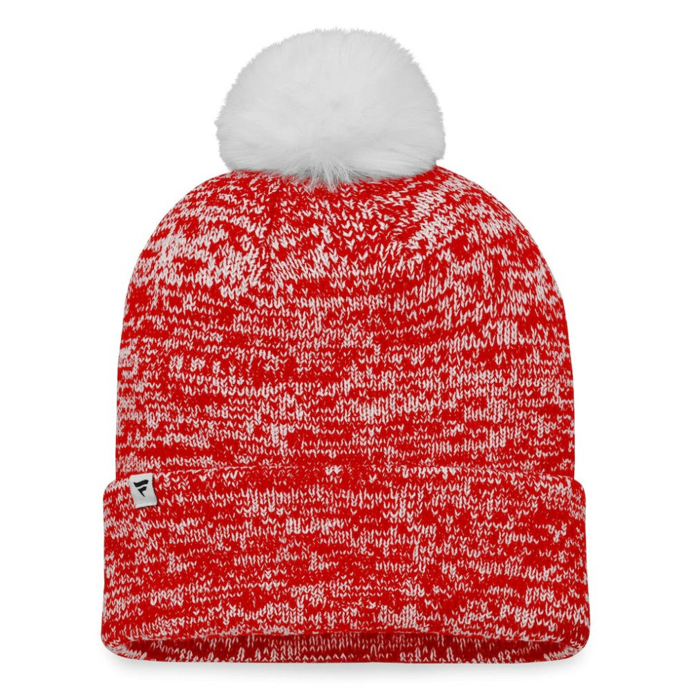 NHL Chicago Blackhawks Fanatics Women's Glimmer Cuffed Knit Hat with Pom - Red
