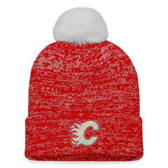 NHL Calgary Flames Fanatics Women's Glimmer Cuffed Knit Hat with Pom - Red