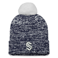 NHL Seattle Kraken Fanatics Women's Glimmer Cuffed Knit Hat with Pom - Deep Sea Blue