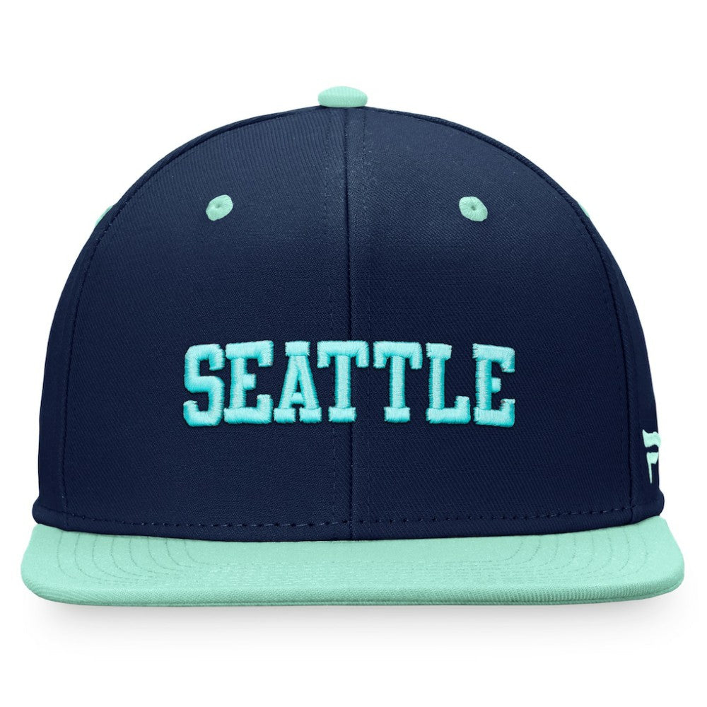 NHL Seattle Kraken Fanatics Heritage City Two-Tone Snapback Hat - Deep Sea Blue/Light Blue