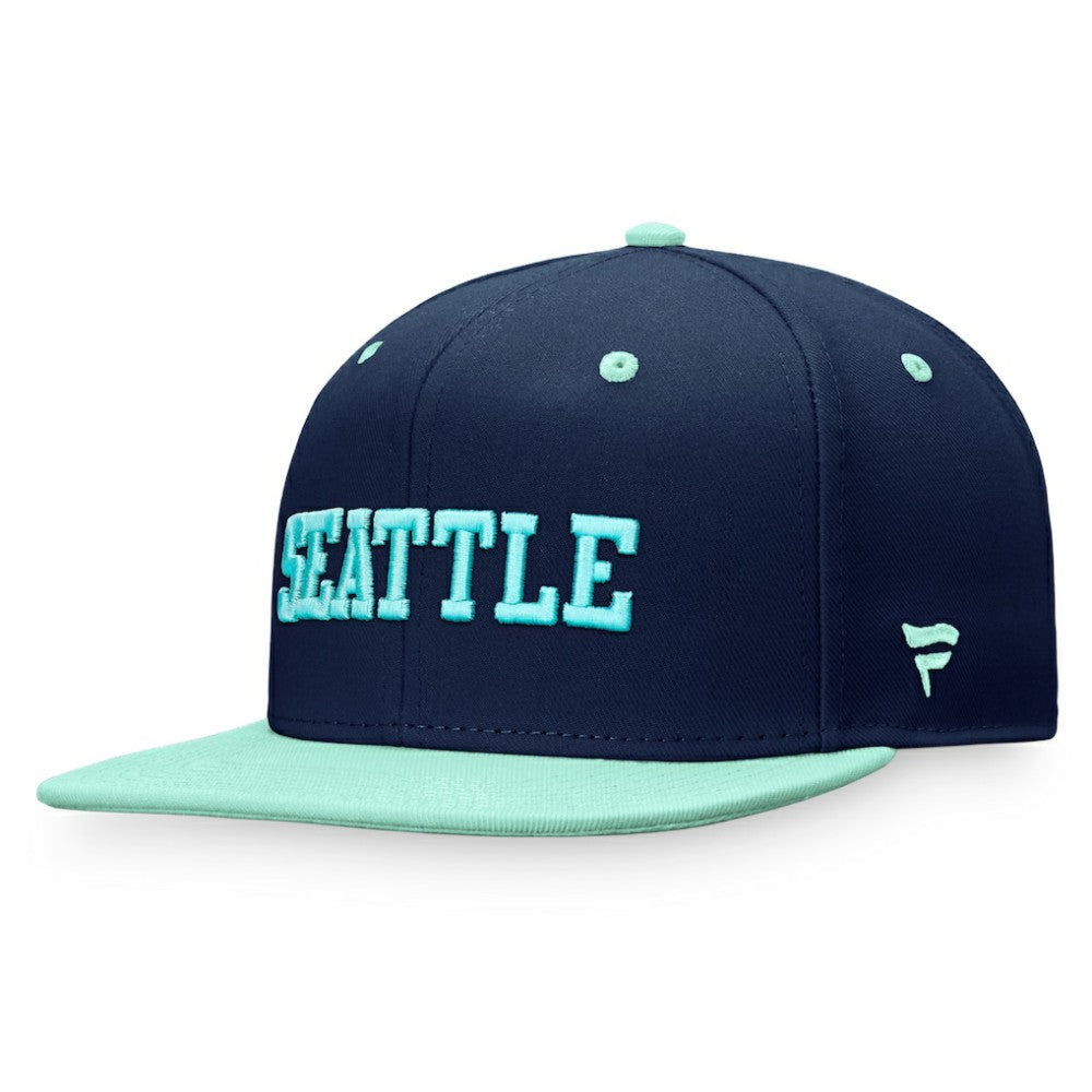NHL Seattle Kraken Fanatics Heritage City Two-Tone Snapback Hat - Deep Sea Blue/Light Blue