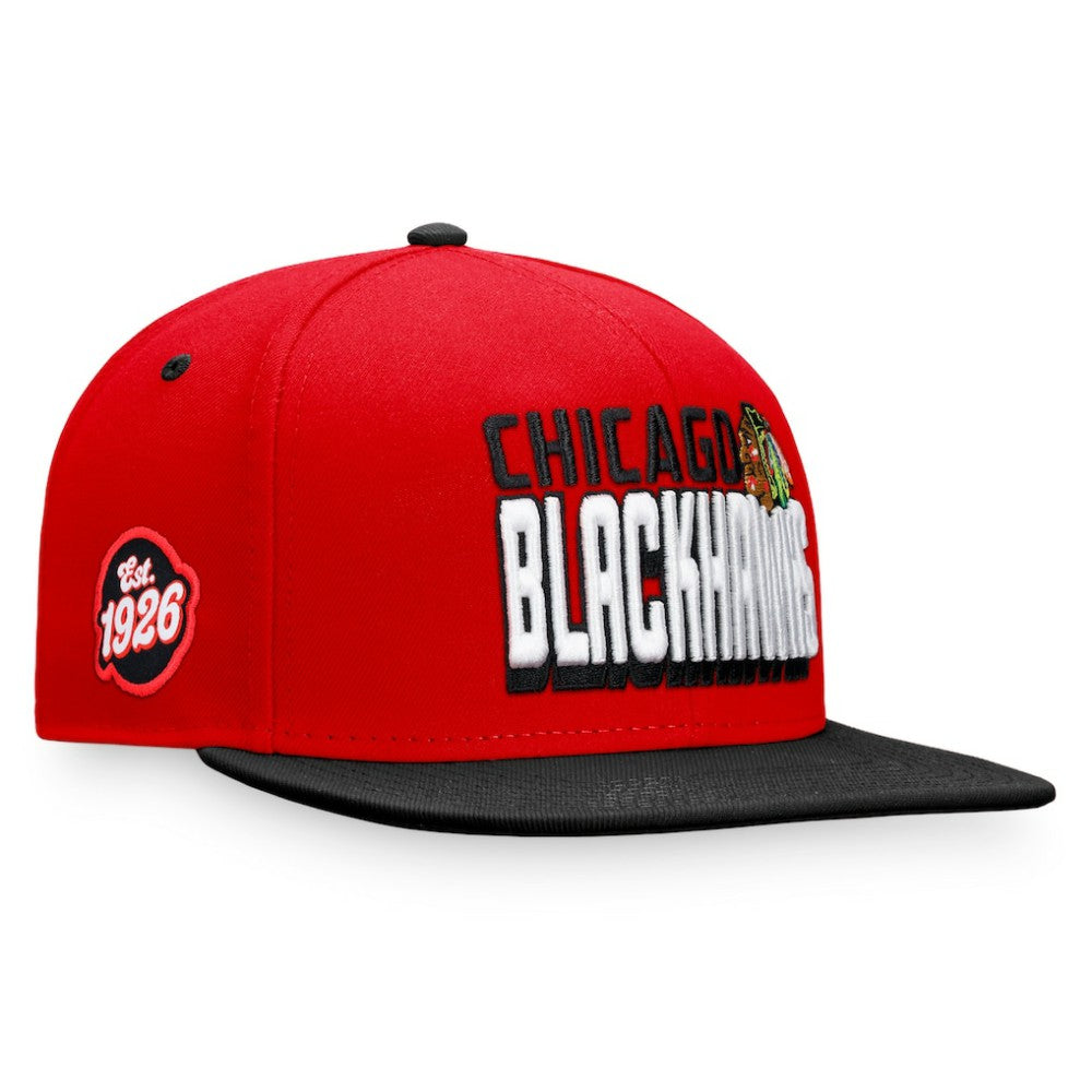 NHL Chicago Blackhawks Fanatics Heritage Retro Two-Tone Snapback Hat - Red/Black