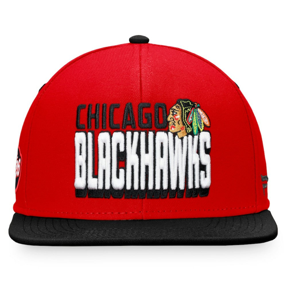NHL Chicago Blackhawks Fanatics Heritage Retro Two-Tone Snapback Hat - Red/Black