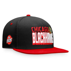 NHL Chicago Blackhawks Fanatics Heritage Retro Two-Tone Snapback Hat - Black/Red