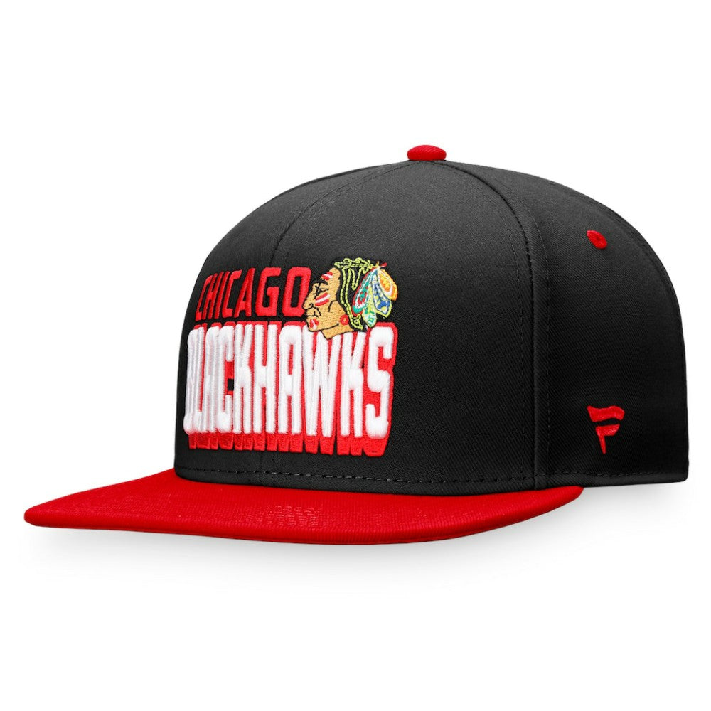 NHL Chicago Blackhawks Fanatics Heritage Retro Two-Tone Snapback Hat - Black/Red