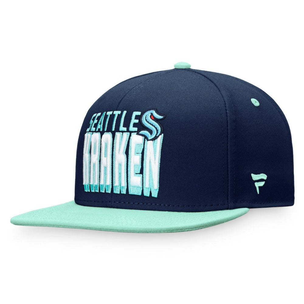 NHL Seattle Kraken Fanatics Heritage Retro Two-Tone Snapback Hat - Navy/Blue