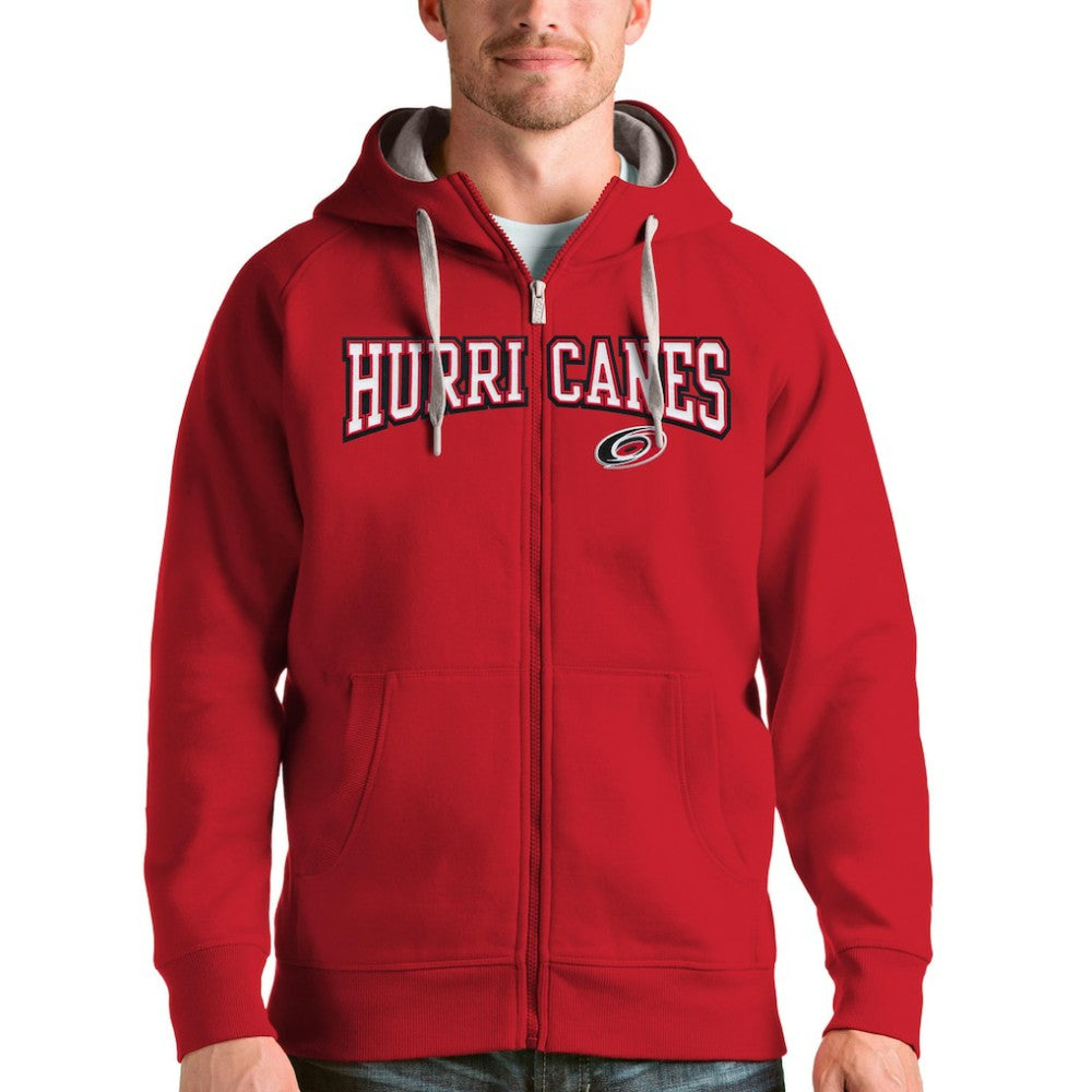 NHL Carolina Hurricanes Antigua Wordmark Victory Full-Zip Hoodie - Red