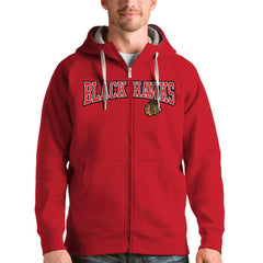 NHL Chicago Blackhawks Antigua Wordmark Victory Full-Zip Hoodie - Red