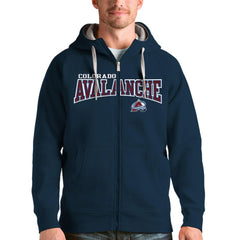 NHL Colorado Avalanche Antigua Wordmark Victory Full-Zip Hoodie - Navy