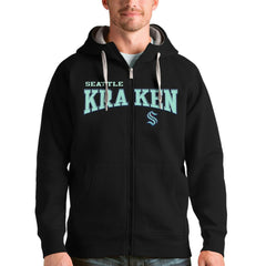 NHL Seattle Kraken Antigua Wordmark Victory Full-Zip Hoodie - Black