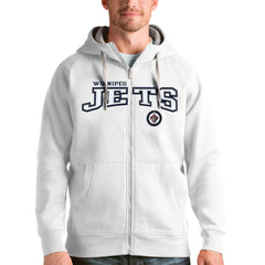 NHL Winnipeg Jets Antigua Wordmark Victory Full-Zip Hoodie - White