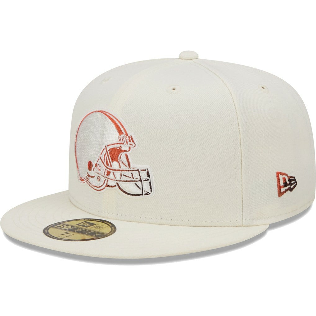 Cleveland Browns New Era Chrome Color Dim 59FIFTY Fitted Hat Cream