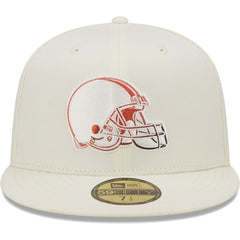 Cleveland Browns New Era Chrome Color Dim 59FIFTY Fitted Hat Cream