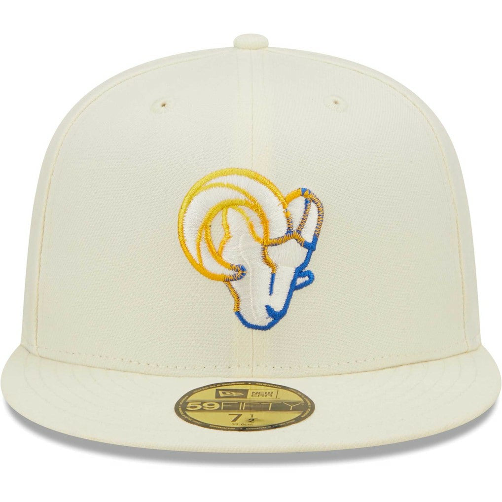 Los Angeles Rams New Era Chrome Color Dim 59FIFTY Fitted Hat Cream