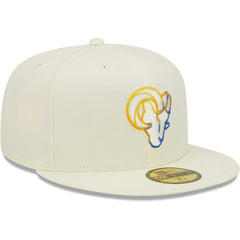 Los Angeles Rams New Era Chrome Color Dim 59FIFTY Fitted Hat Cream