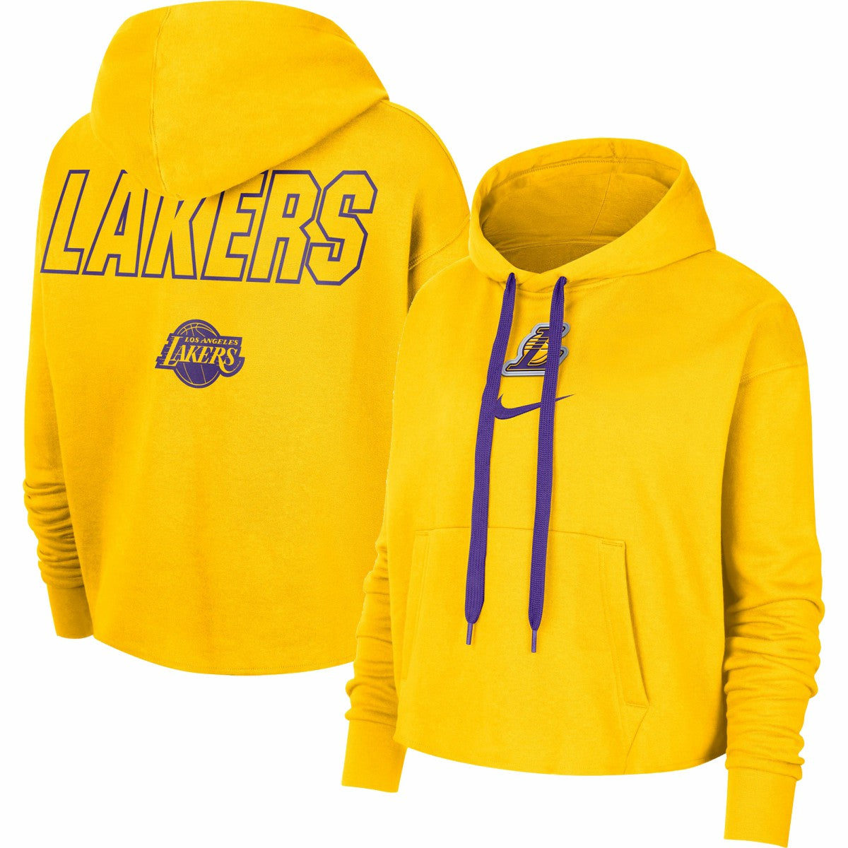 Los Angeles Lakers Women's Courtside Cropped Pullover Hoodie Gold