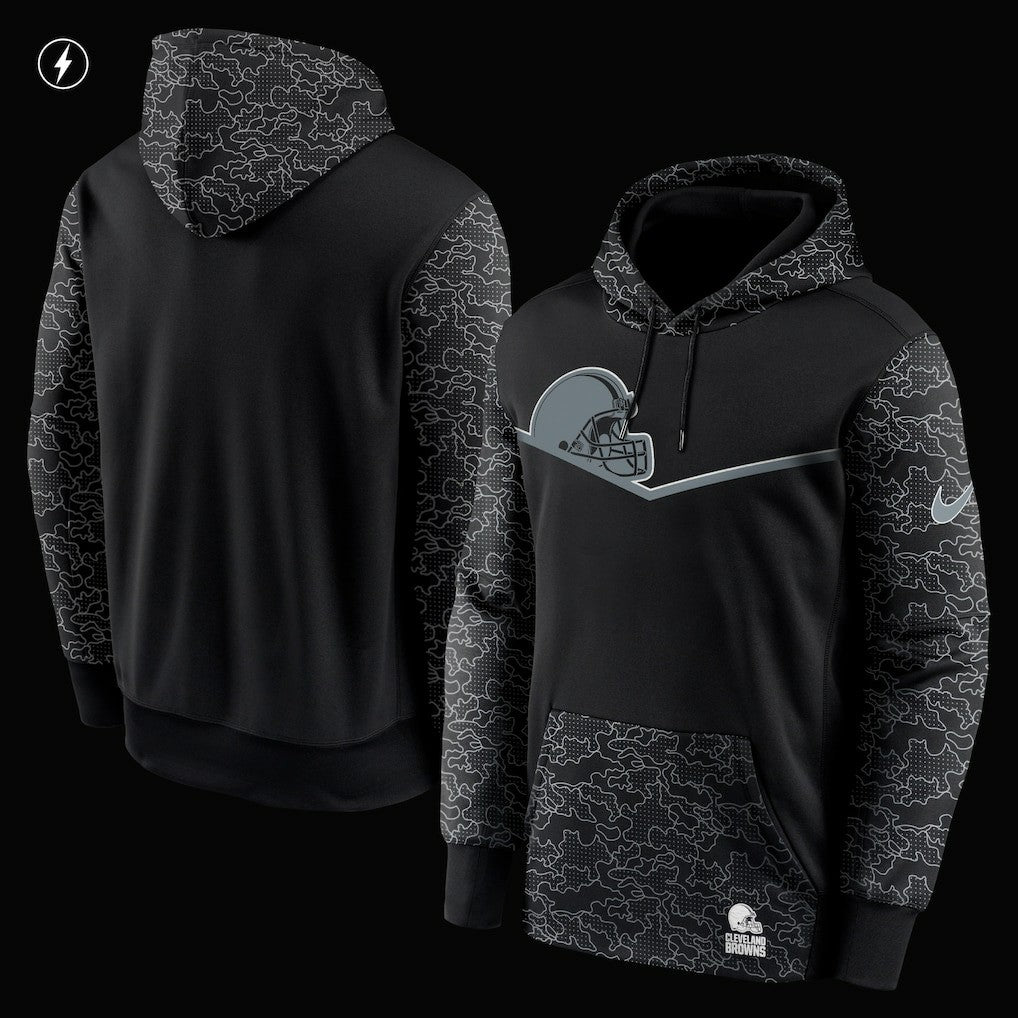 Cleveland Browns RFLCTV Chevron Pullover Hoodie Black